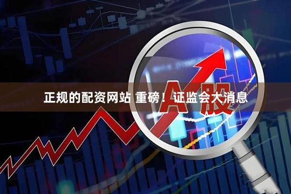 正规的配资网站 重磅！证监会大消息