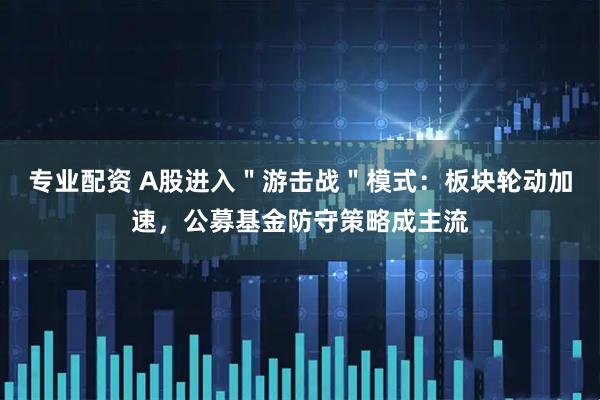 专业配资 A股进入＂游击战＂模式：板块轮动加速，公募基金防守策略成主流