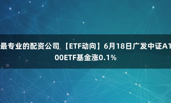最专业的配资公司 【ETF动向】6月18日广发中证A100ETF基金涨0.1%